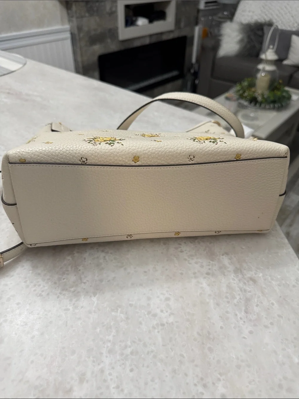 Coach Cream Crossbody with Yellow Floral Print and Gold Hardware